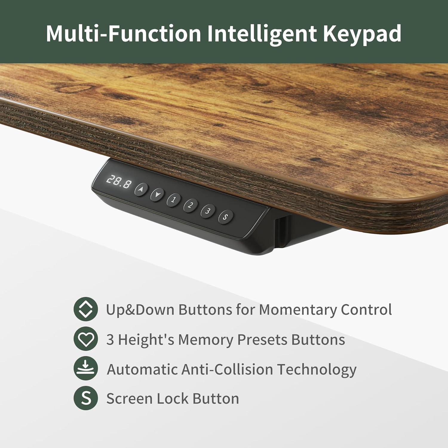Height Adjustable Electric Standing Desk with 5 Drawers, 55 x 24 Inch Table with Storage Shelf