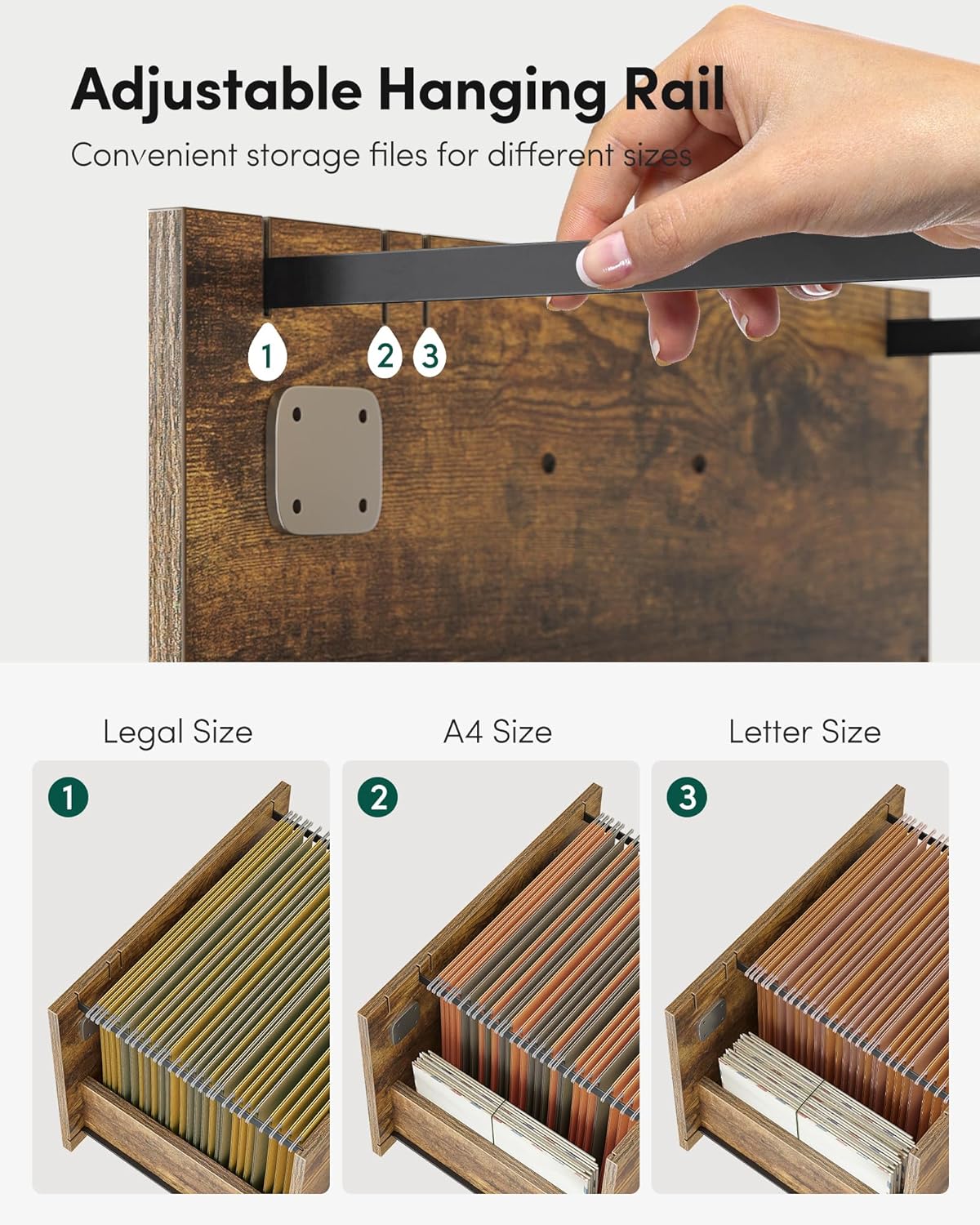 3-Drawer Mobile File Cabinet, Lateral Filing Cabinet with Lock