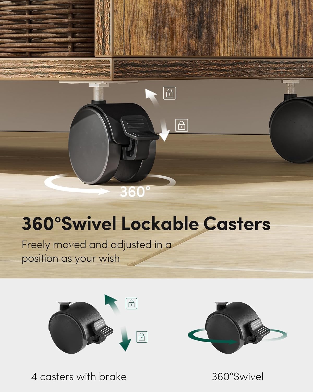 3-Drawer Mobile File Cabinet, Lateral Filing Cabinet with Lock