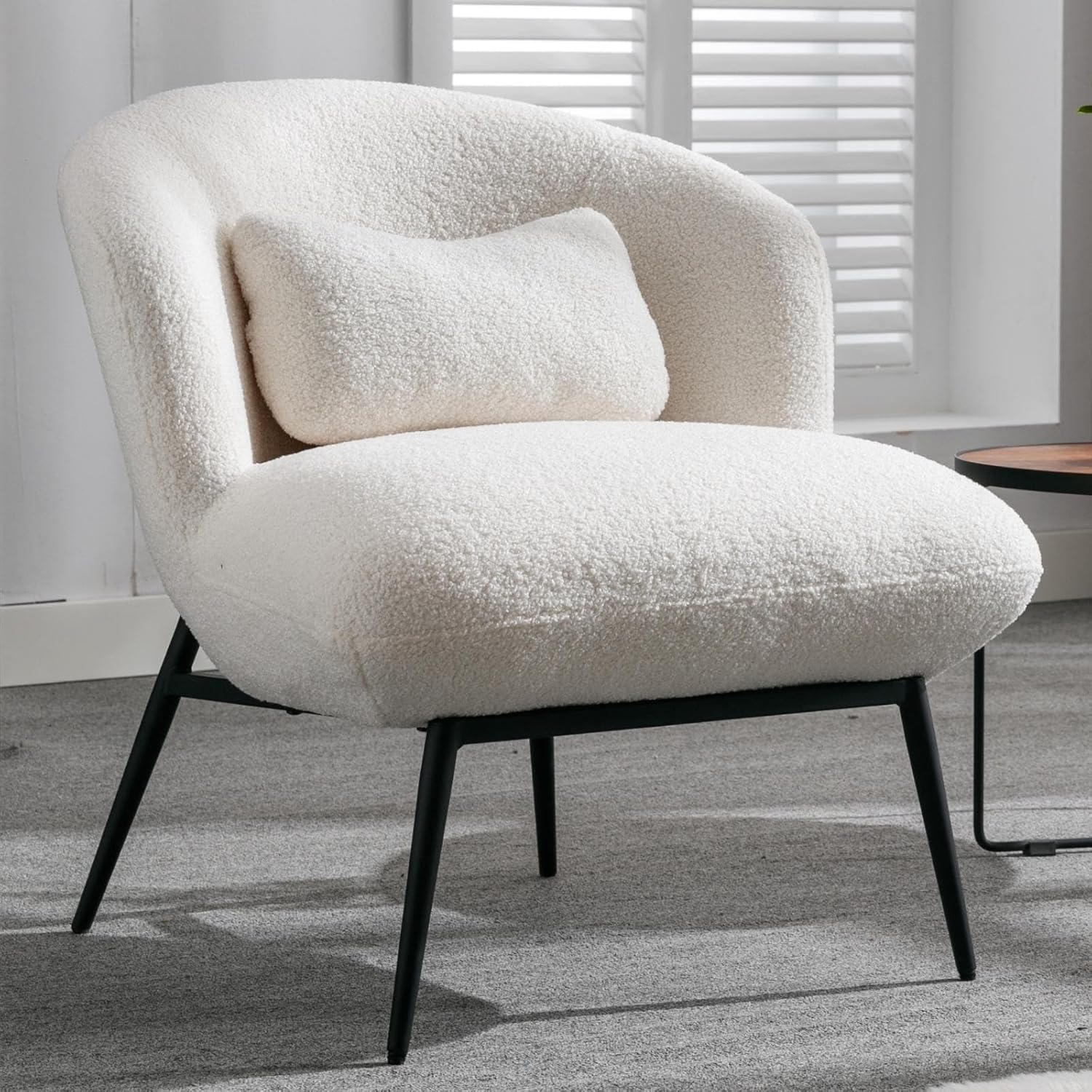 Modern Accent Chair, Sherpa Upholstered Leisure Chair Boucle Single Sofa
