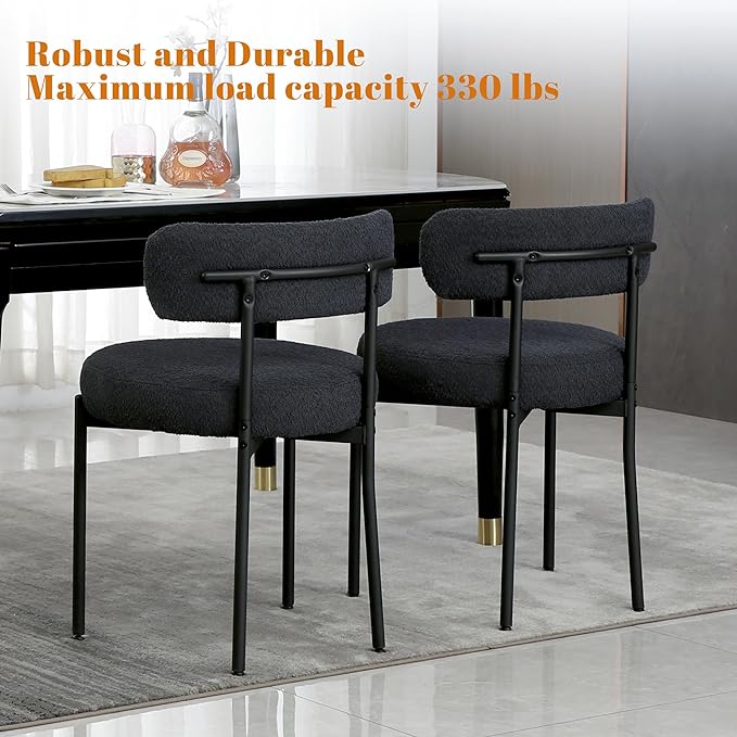 Black Dining Chairs Set of 2, Mid-Century Modern Dining Chairs