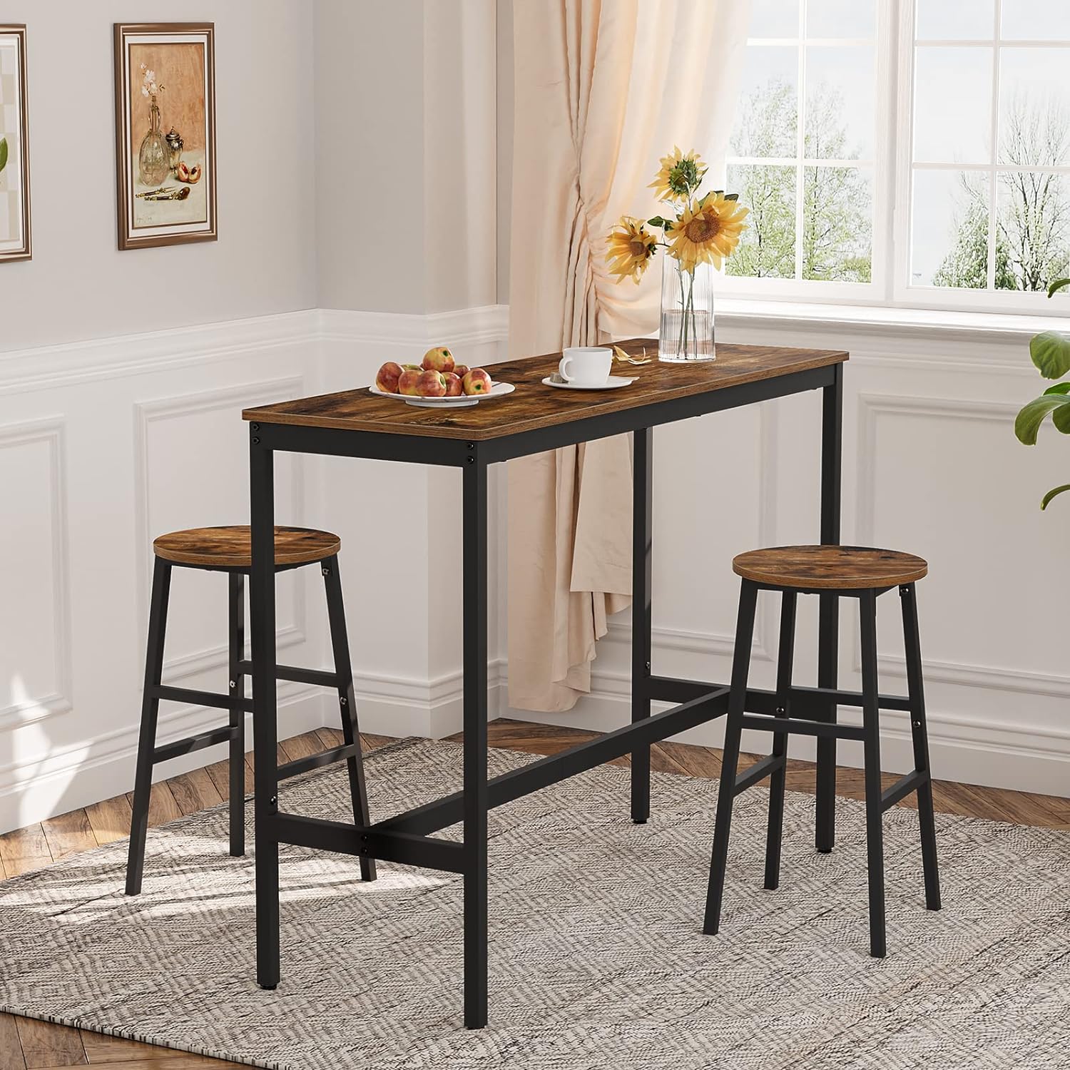 24.4 Inch Kitchen Breakfast Bar Stools, Industrial Bar Stools