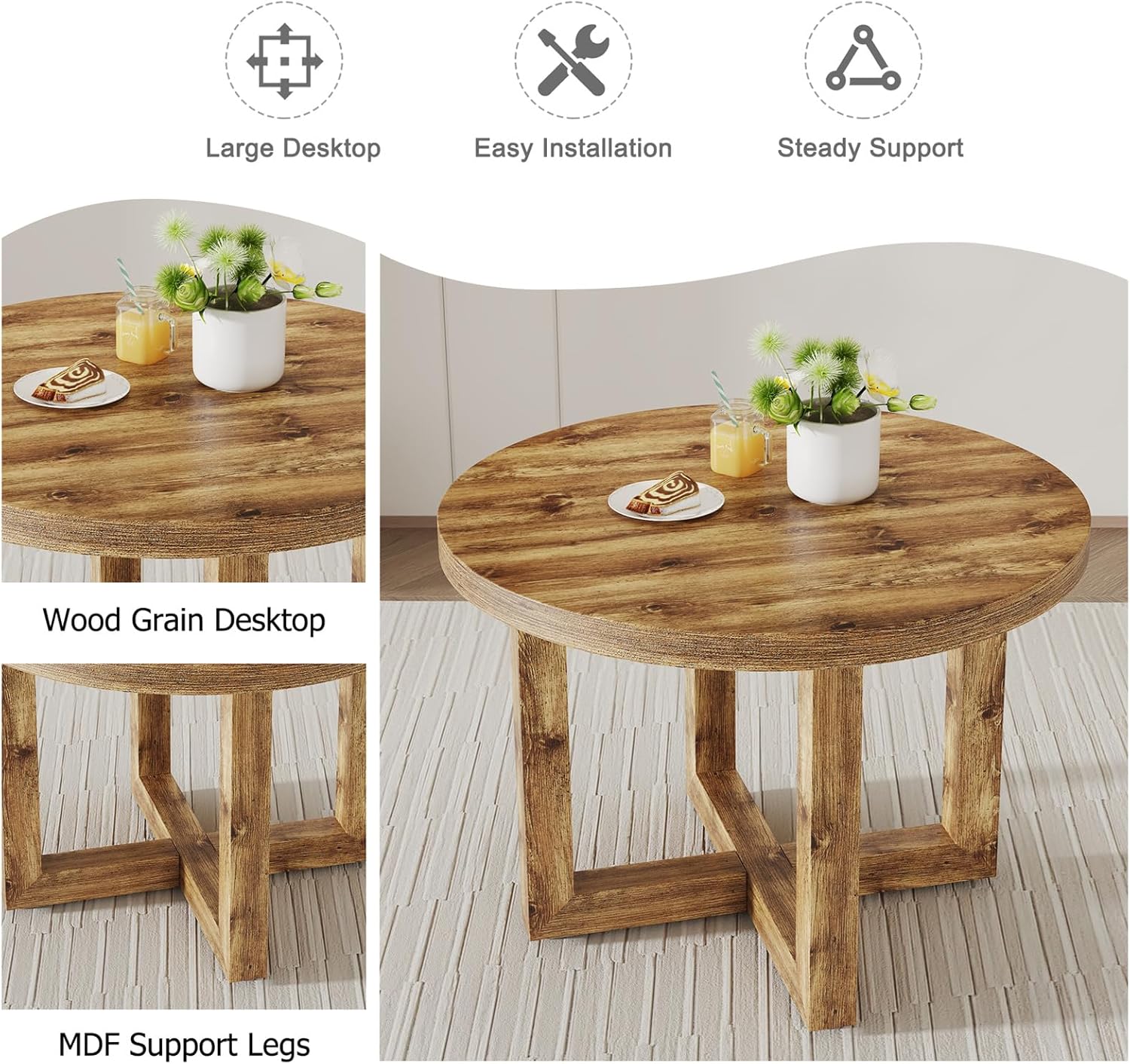 Round Wood Dining Table, Small Round Dining Room Table 42 Inch