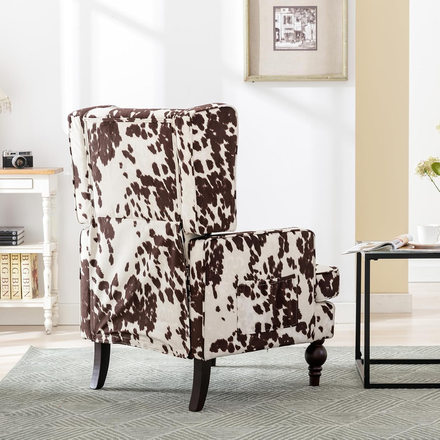 Tufted Accent Chair, Modern Upholstered Wingback Side Arm Chair