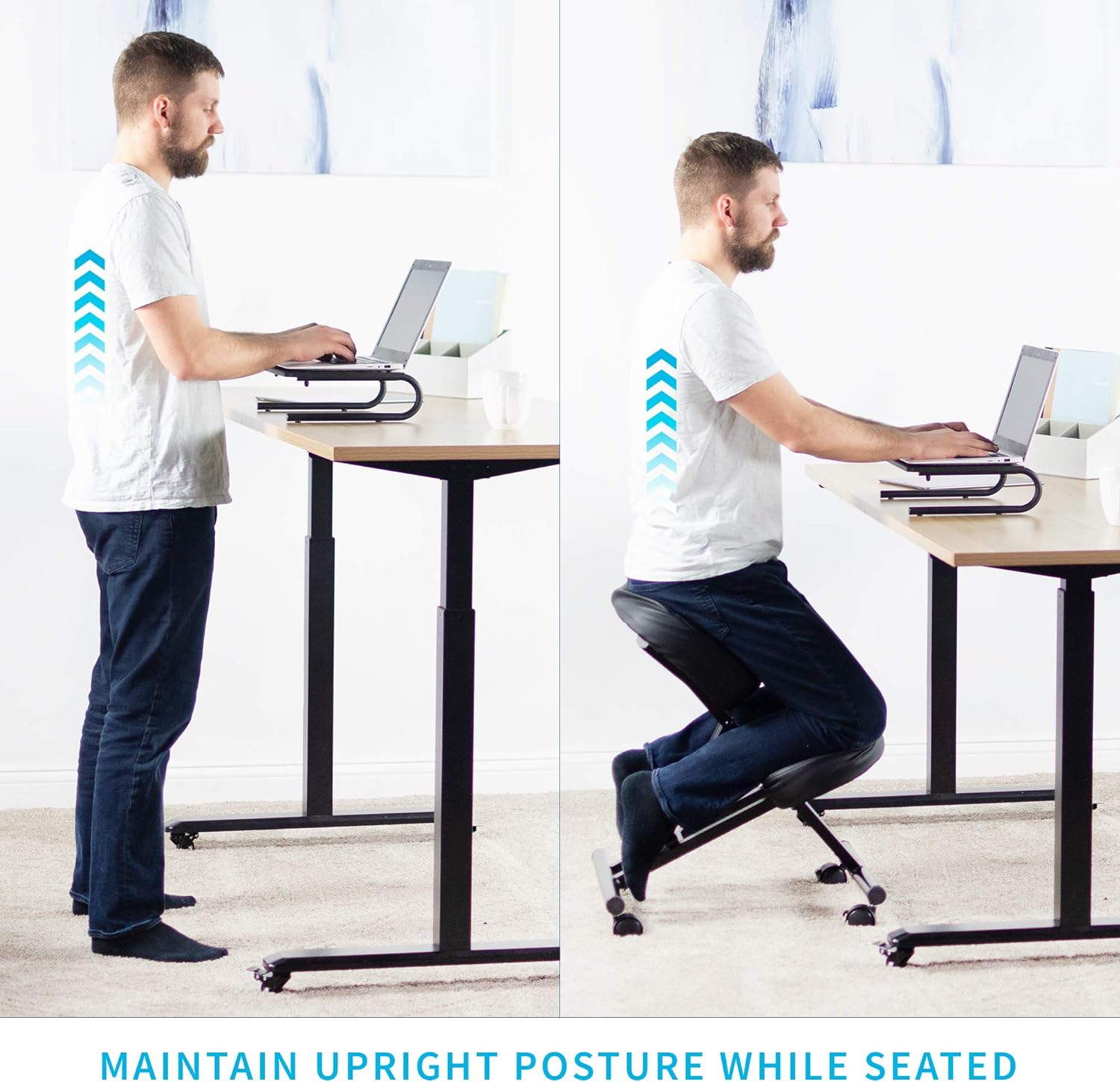 Ergonomic Kneeling Chair, Adjustable Stool for Home and Office - Improve Your Posture with an Angled Seat