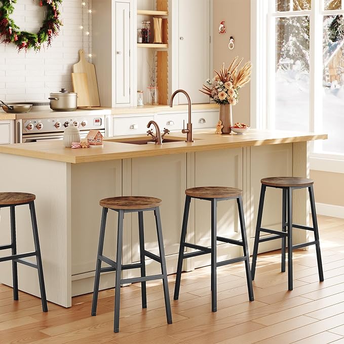 24.4 Inch Kitchen Breakfast Bar Stools, Industrial Bar Stools