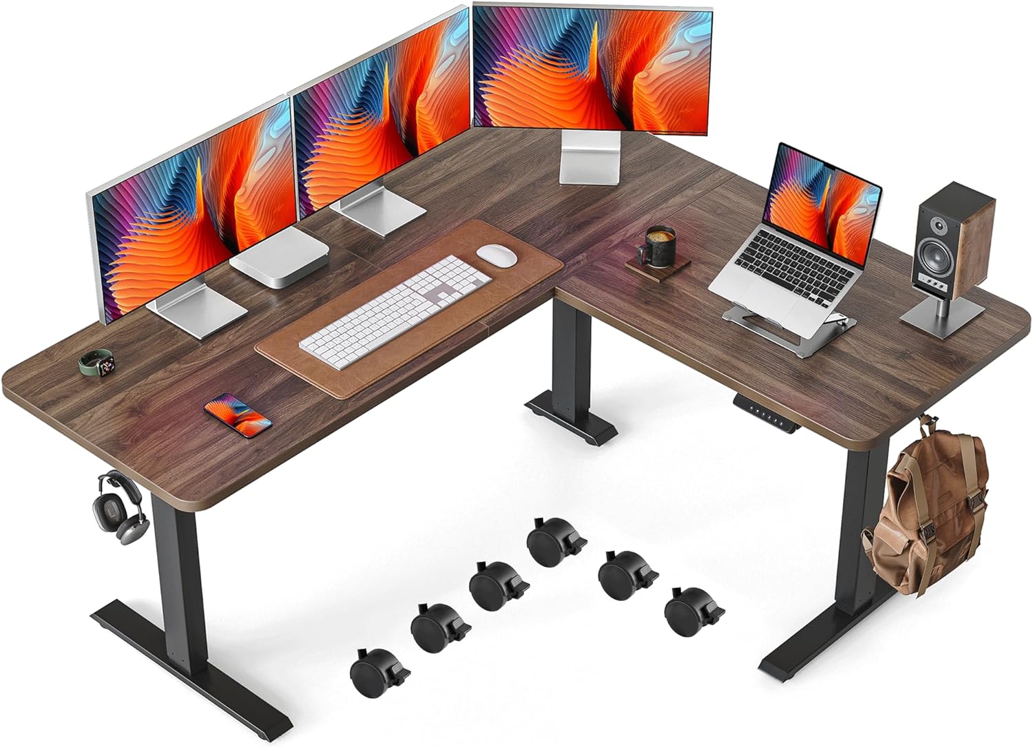 L Shaped Standing Desk Adjustable Height, 63 Inch Electric Stand up Corner Computer Desk