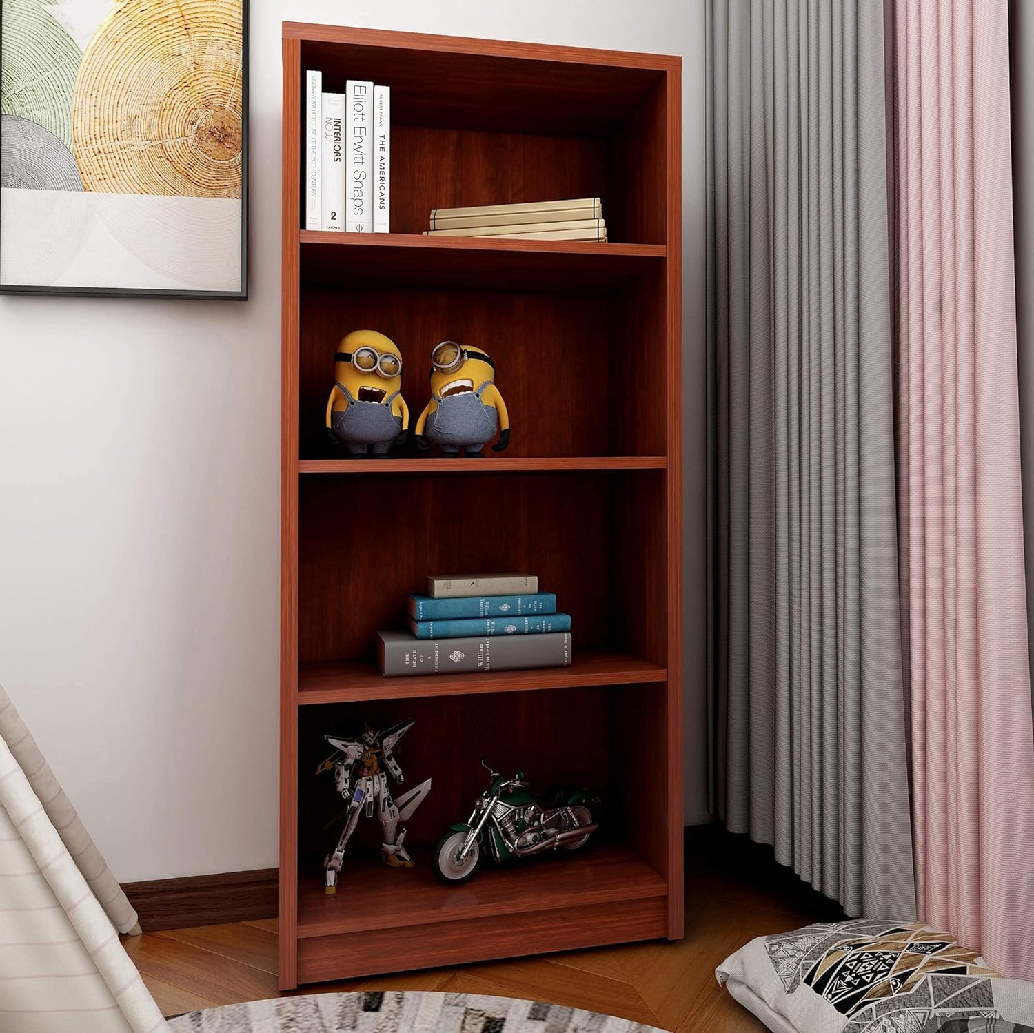 4 Shelf Wood Bookcase Freestanding Display Shelf