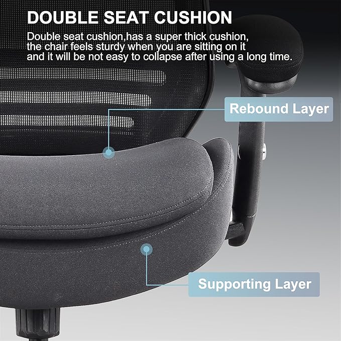 Drafting Chair with Extra Seat Cushion Tall Office Chair with Soft Armrests Executive Computer Standing Desk Chair