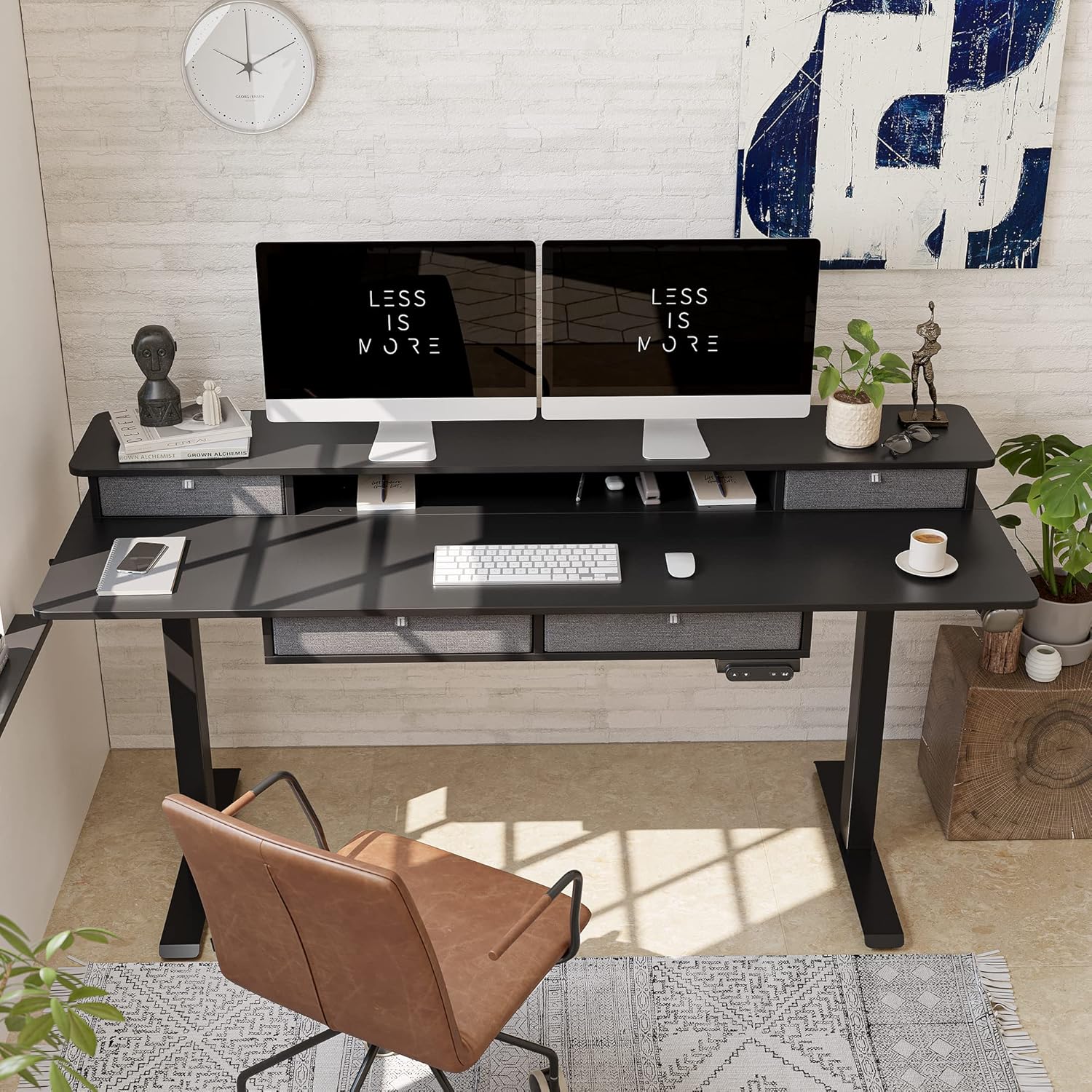 Sturdy Height Adjustable Electric Standing Desk with Drawers