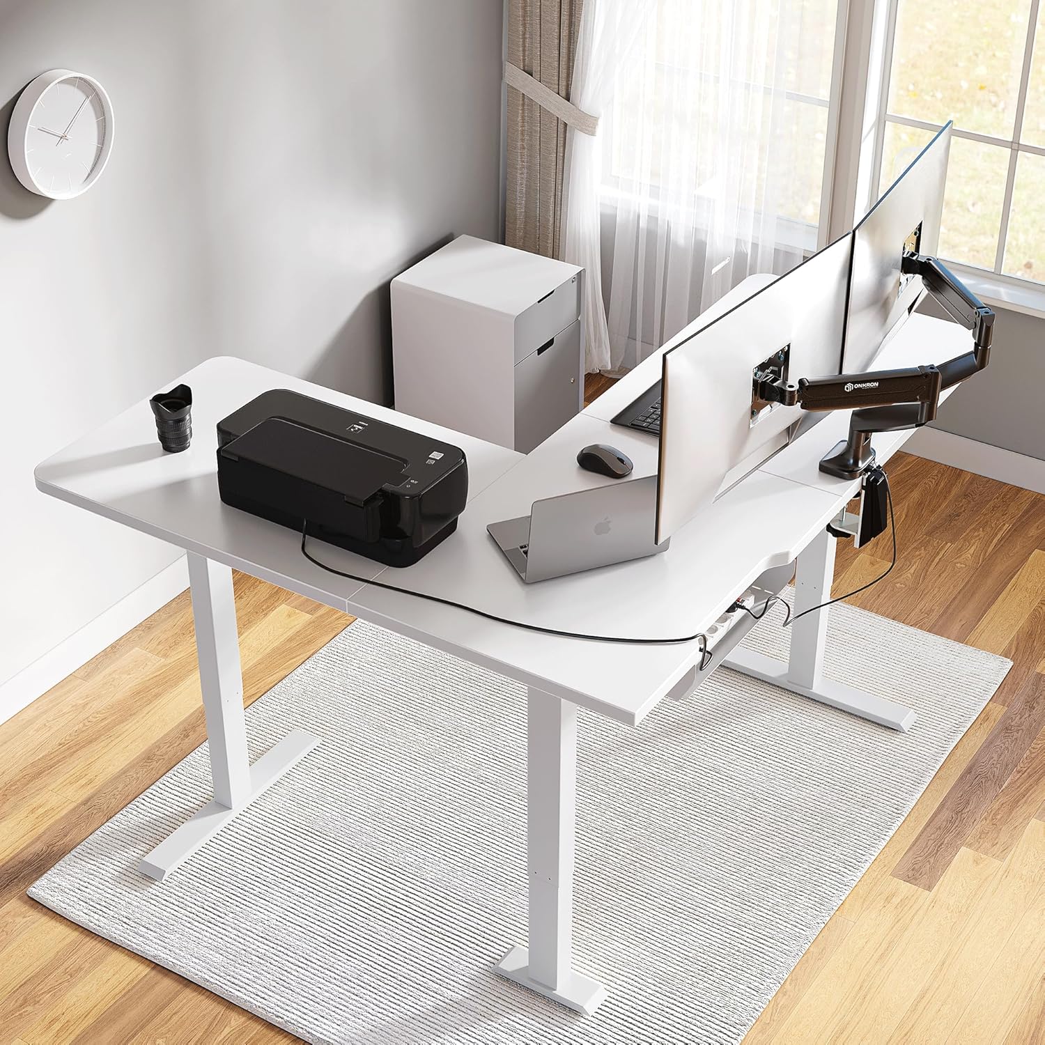 L Shaped Standing Desk Adjustable Height, 63 Inch Electric Stand up Corner Computer Desk