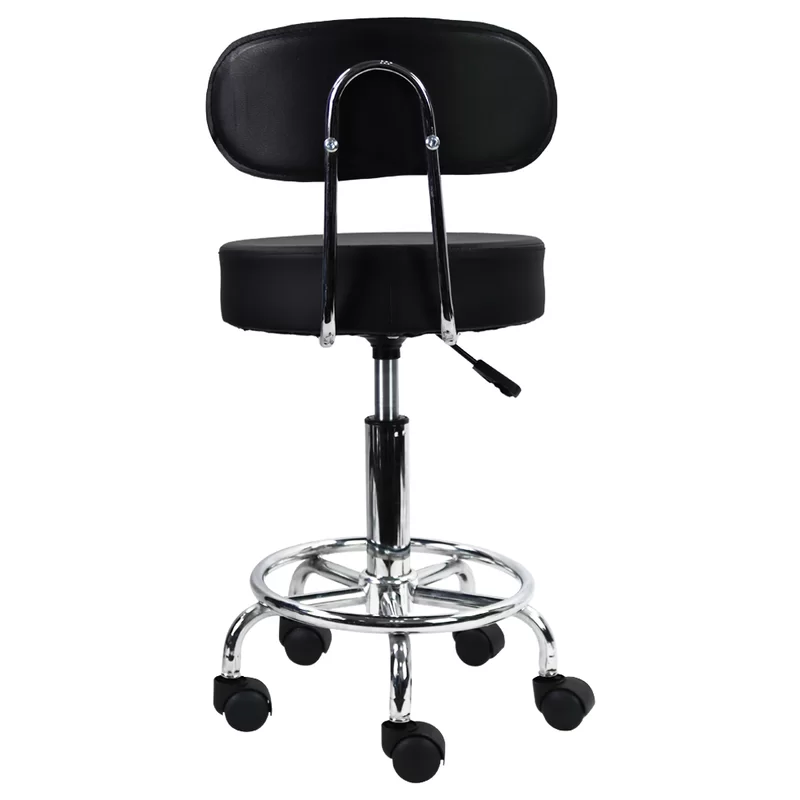Backed Adjustable Height Ergonomic Lab Stool with Footring Wheels