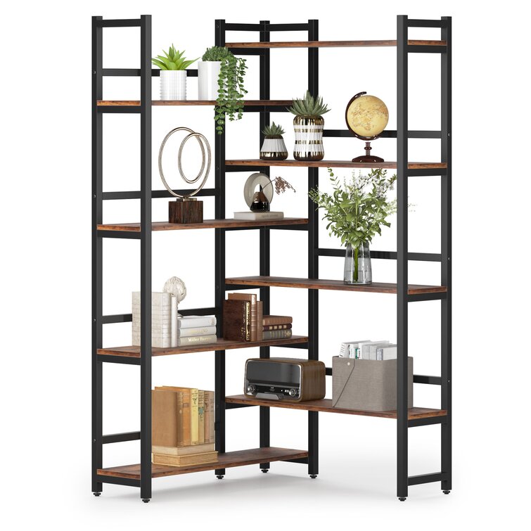 70.9” H x 39.4” W Iron Corner Bookcase