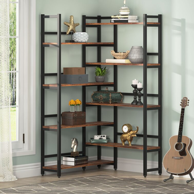 70.9” H x 39.4” W Iron Corner Bookcase