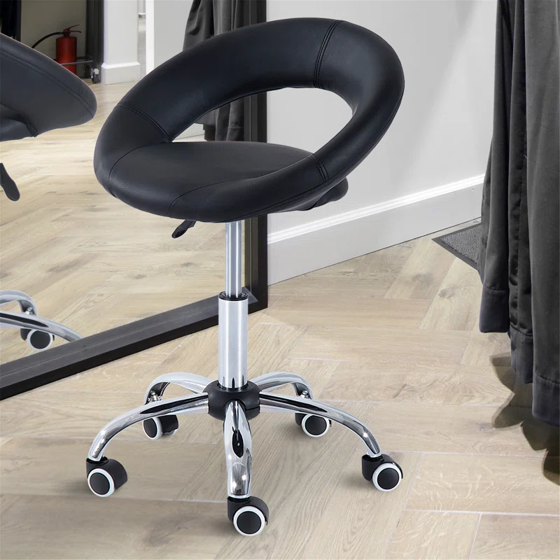 Swivel Upholstered Adjustable Height Counter Stool with Metal Frame