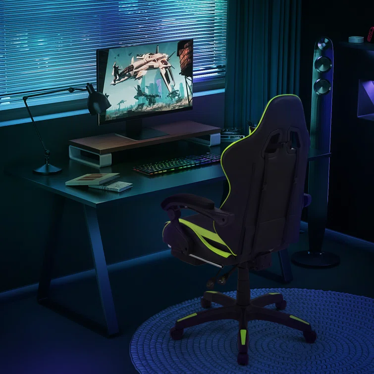 Racing Game Chair High Back Computer Chair with Footrest Massage Lumbar Support