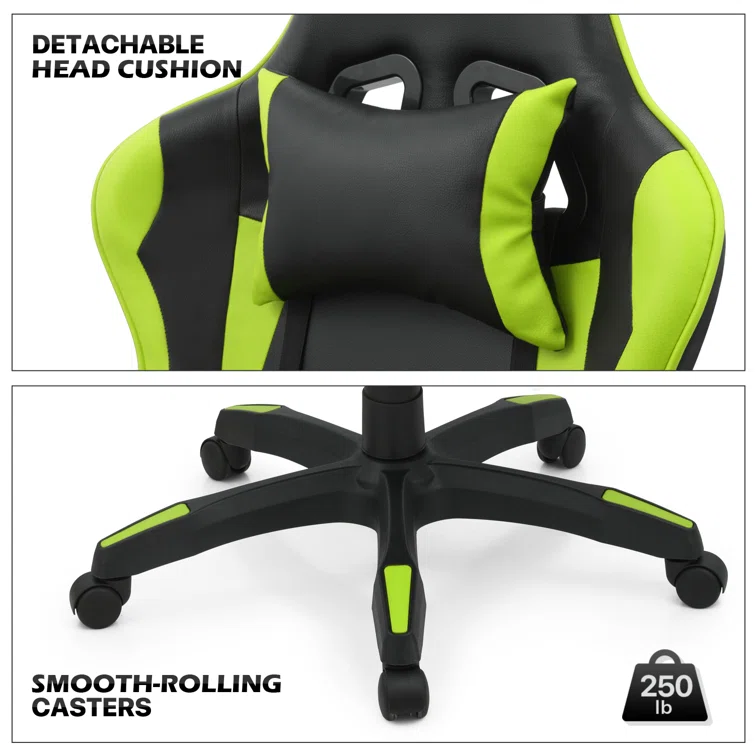 Racing Game Chair High Back Computer Chair with Footrest Massage Lumbar Support