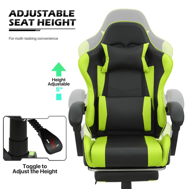 Racing Game Chair High Back Computer Chair with Footrest Massage Lumbar Support