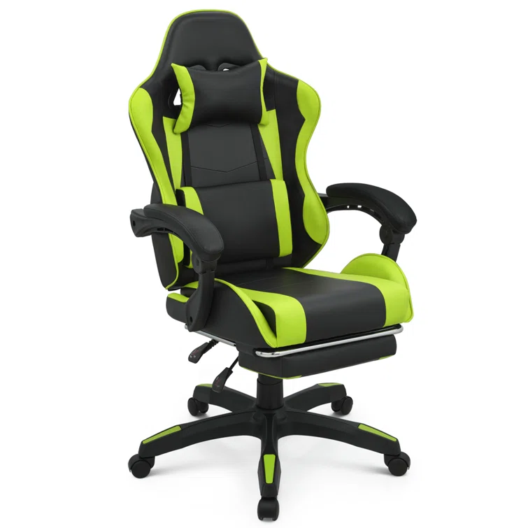 Racing Game Chair High Back Computer Chair with Footrest Massage Lumbar Support