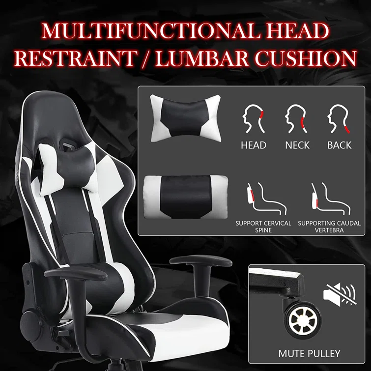 Reclining Ergonomic Faux Leather Swiveling PC & Racing Game Chair