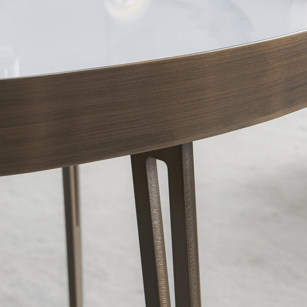 Pear Shaped Coffee Table Sintered Stone Top Metal Frame