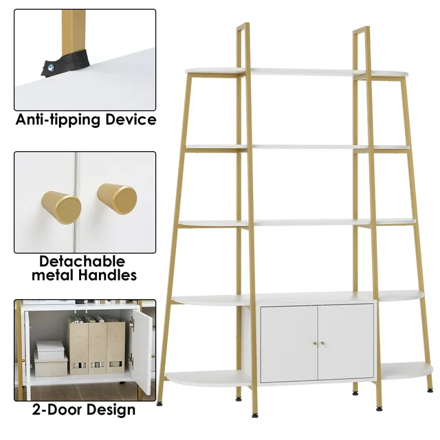 Large 5-Tier Bookshelf, 53.5"L x 70"H
