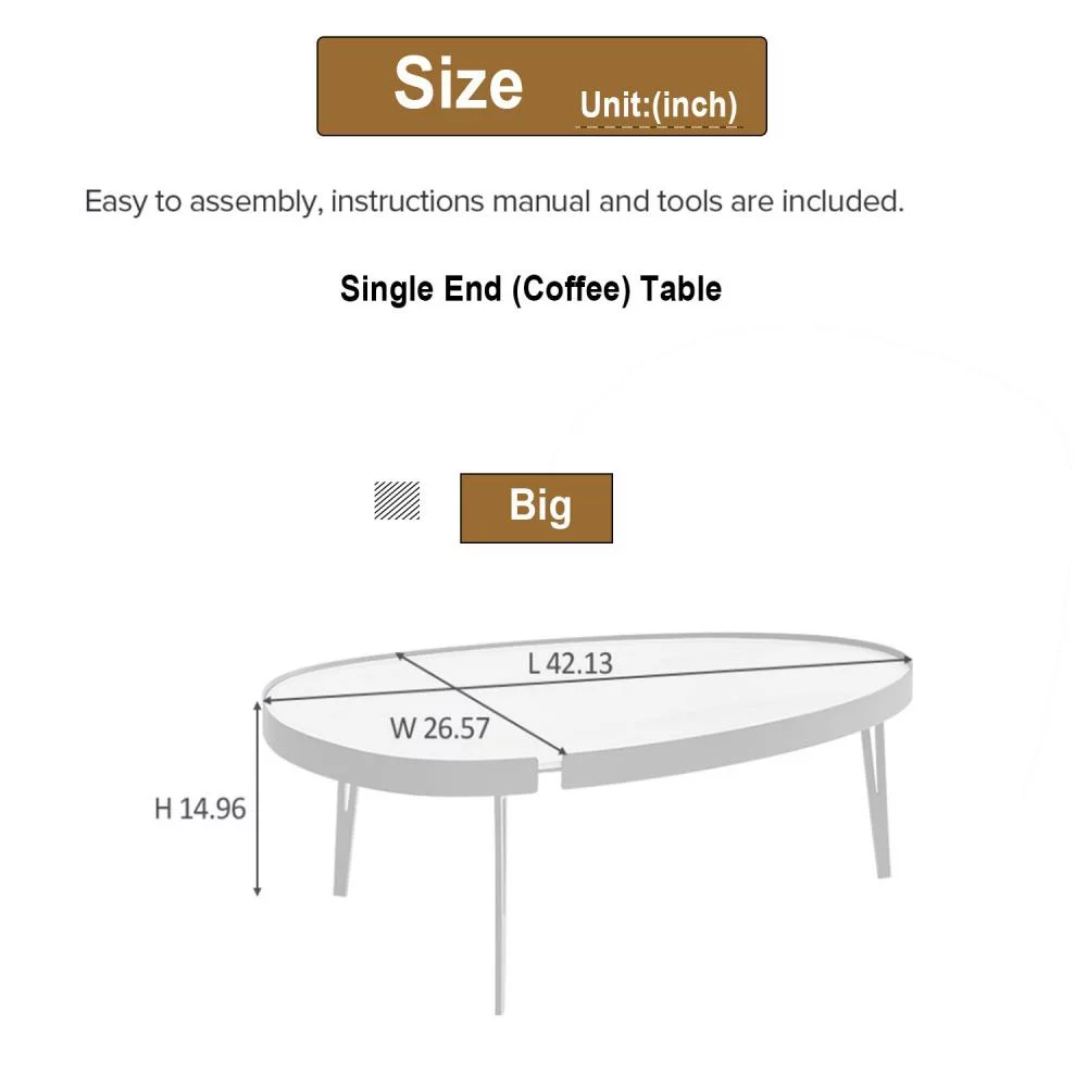 Pear Shaped Coffee Table Sintered Stone Top Metal Frame