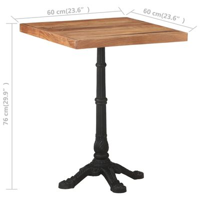 Bistro Table 23.6"x23.6"x29.9" Solid Acacia Wood