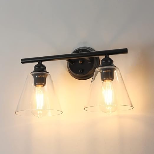 Wall Sconces Lighting, Hanging Wall Mount Lamp, 2 Lights Farmhouse Bath Vanity Light Fixture