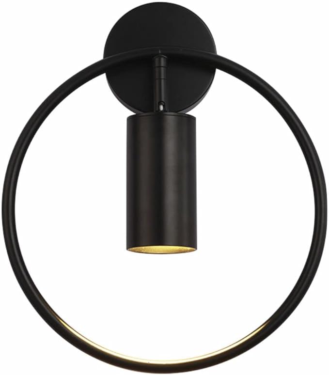 Vintage Wall Sconces Lighting Black Round Wall Mount Light Industrial Metal Wall Light Fixtures Bedside Wall Lamp for Bedroom Living Room Hallway (Black, 1 Pack)