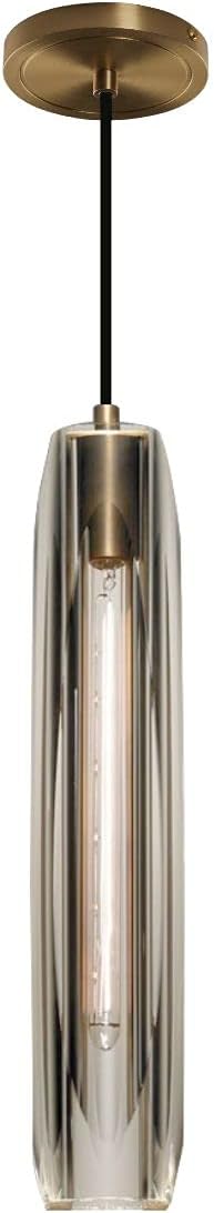 Crystal Pendant Light 1-Light Adjustable Pendant Lighting Brass Industrial Pendant Lamp for Kitchen Island Dining Room Bedroom(Smoky Gray)