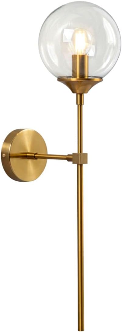 Vanity Clear Bubble Glass Wall Lights Modern Globe Round Sconces Wall Lighting Brushed Brass Long Wall Sconce Mid Century Bar Bathroom Wall Lamp (Clear)
