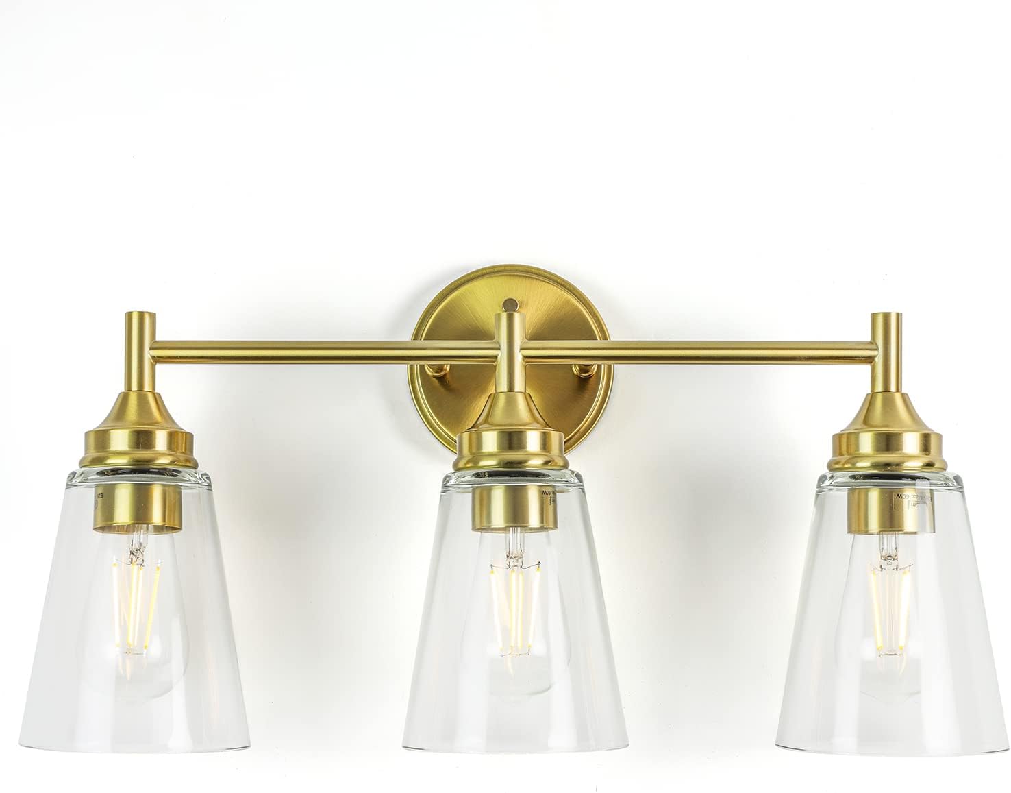 3-Light Modern Wall Light Fixture, Bathroom Vanity Light Over Mirror with 3 Clear Glass Shade