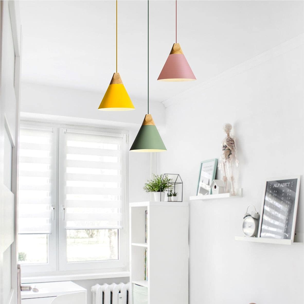 Modern Cone Pendant Light 3-Pack Nordic Macaron Pendant Light Minimalist Adjustable Hanging Light Ceiling Mount Kitchen Island Pendant Lighting (Small)