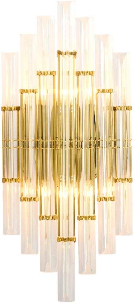 Crystal Wall Lights Modern Elegant Wall Sconce Lighting Metal Wall Mount Light Fixtures with Clear Crystal, for Bedroom Living Dining Room (Gold)