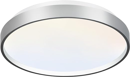 24W Modern LED Flush Mount Ceiling Light, 13 Inch Silver Low Profile Light Fixture, Thin Round Close to Ceiling Light