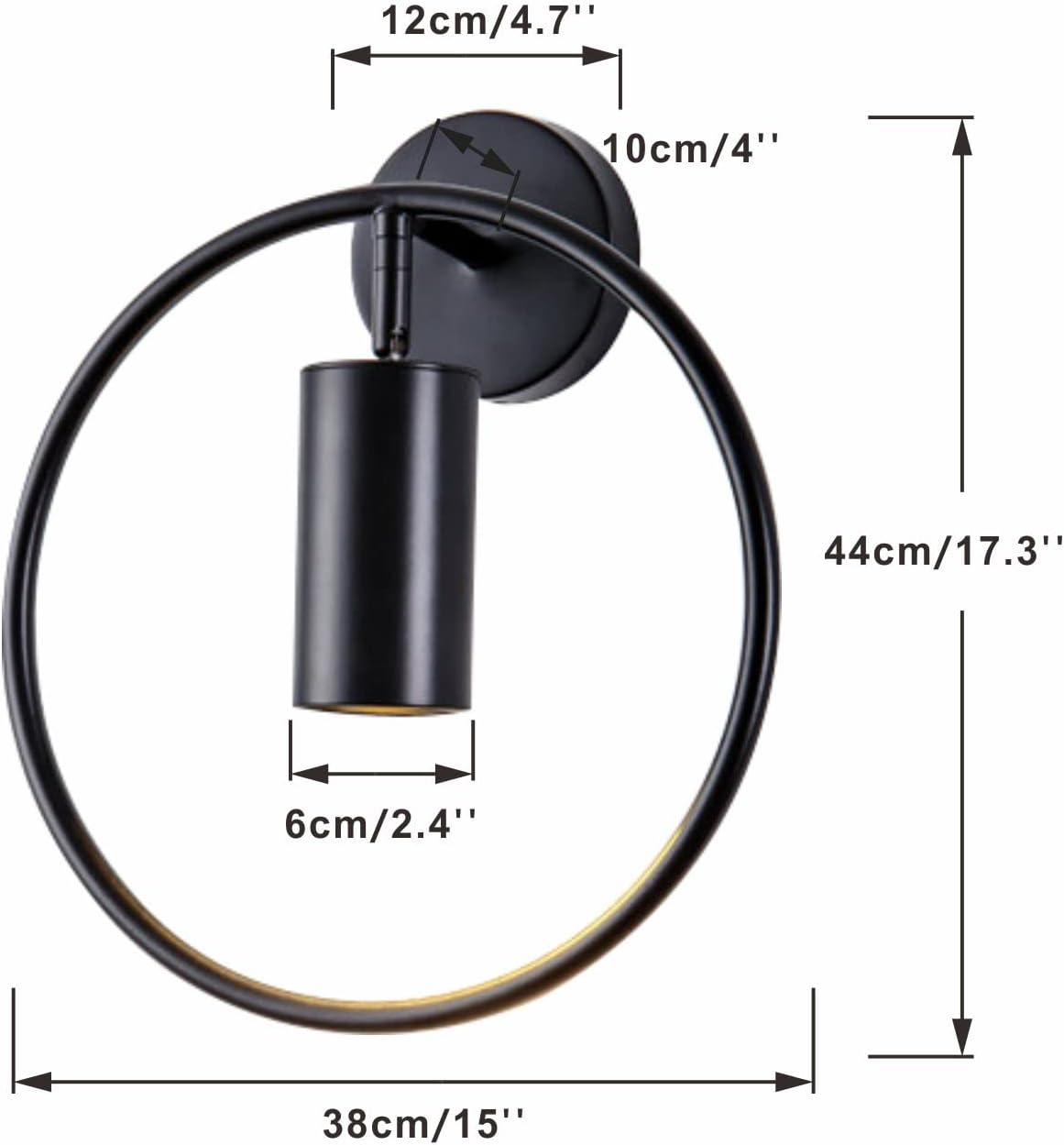 Vintage Wall Sconces Lighting Black Round Wall Mount Light Industrial Metal Wall Light Fixtures Bedside Wall Lamp for Bedroom Living Room Hallway (Black, 1 Pack)