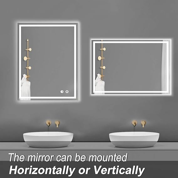 Backlit Bathroom Mirror with Light, 24"x 32" Touch Makeup Vanity Mirrors with Ultra Bright White LED