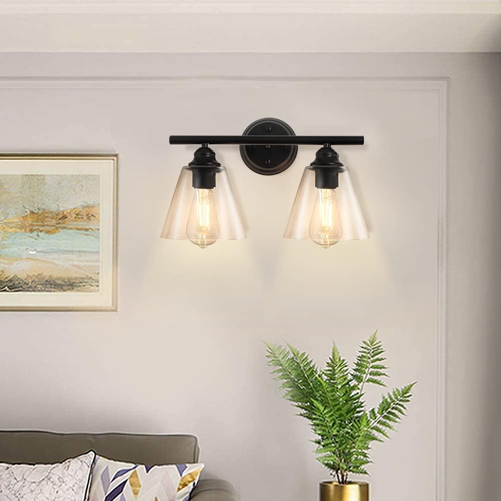 Wall Sconces Lighting, Hanging Wall Mount Lamp, 2 Lights Farmhouse Bath Vanity Light Fixture