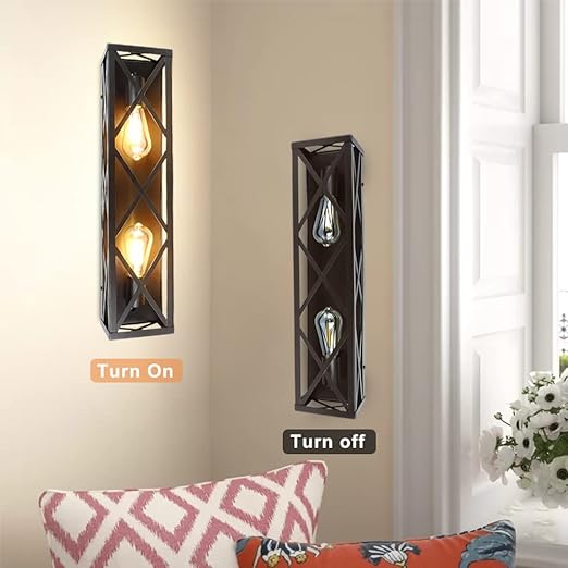 2-Light Industrial Bathroom Vanity Lighting Fixtures, Vintage Brown Metal Farmhouse Wall Sconces Lights, Bath Wall Mounted Porch Wall Lamp