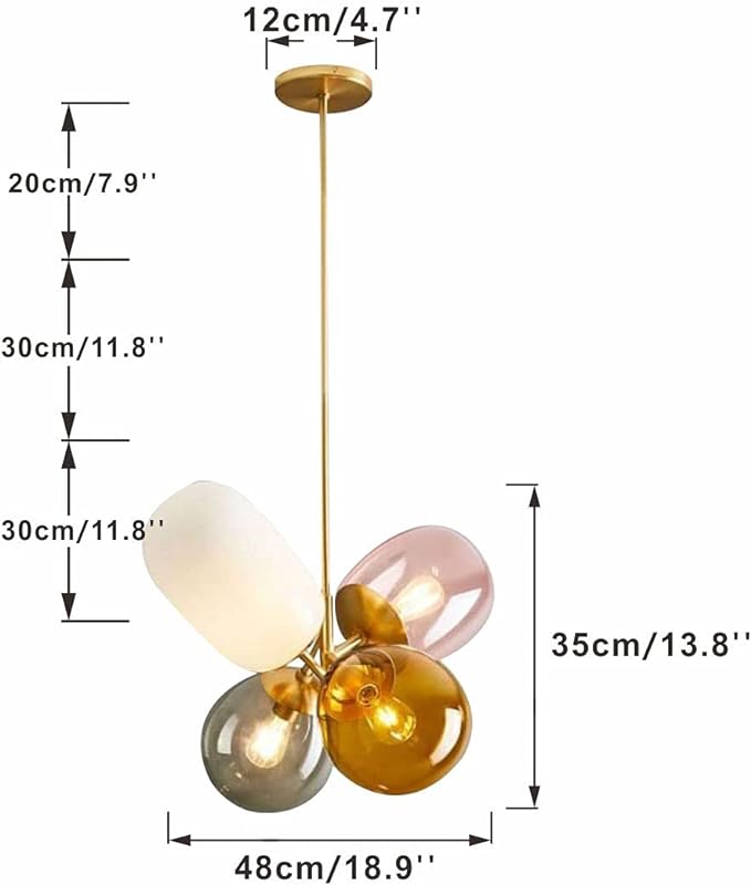 Modern Colorful Pendant Light Gold Globe Pendant Lighting Stained Glass Balloon Chandelier Light Fixture Colored Glass Pendant Lights Kitchen Island for Kids Room