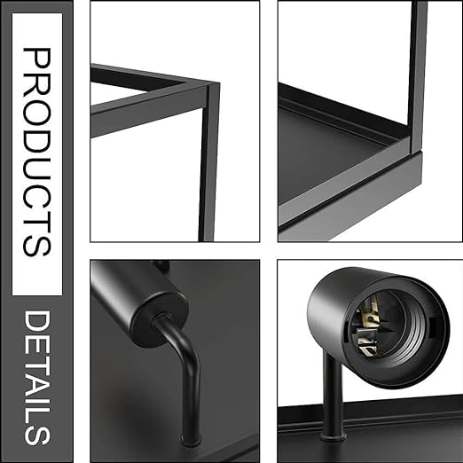 Industrial Metal Flush-Mount Ceiling Lighting Fixture, 13” Square Farmhouse Close to Ceiling Light