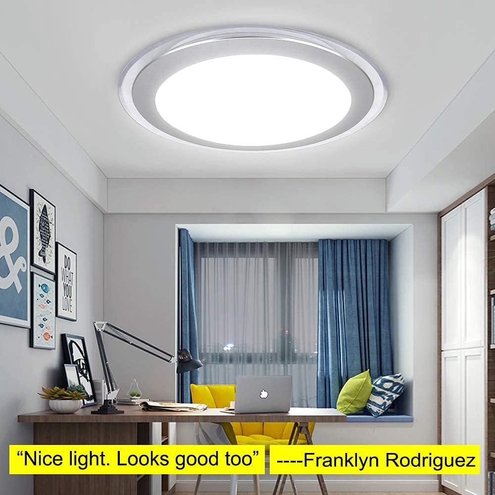 13 Inch Flush Mount Ceiling Light Fixture, Round LED Disk Light, 22W (180W Equivalent), Cool White, 6000K Modren Surface Mount Light