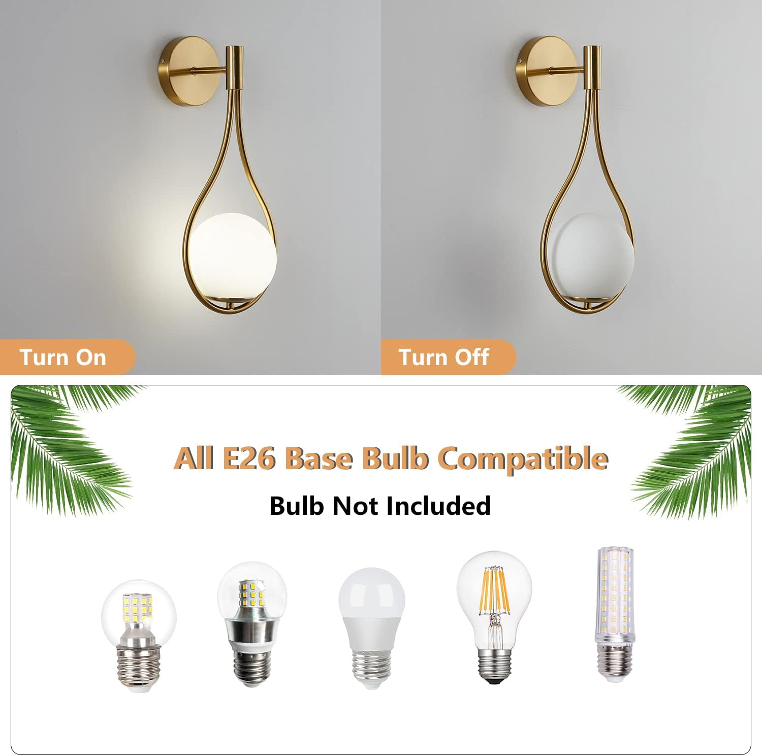 Wall Sconce Mid-Century Drop Design Wall Mounted Light Brushed Brass Wall Lamps, Wall Mount Light Fixture for Bedside Living Room (1 Pack)