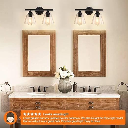 Wall Sconces Lighting, Hanging Wall Mount Lamp, 2 Lights Farmhouse Bath Vanity Light Fixture