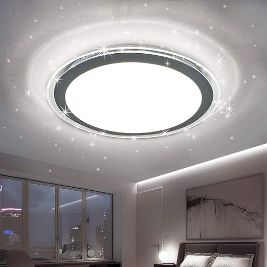 13 Inch Flush Mount Ceiling Light Fixture, Round LED Disk Light, 22W (180W Equivalent), Cool White, 6000K Modren Surface Mount Light