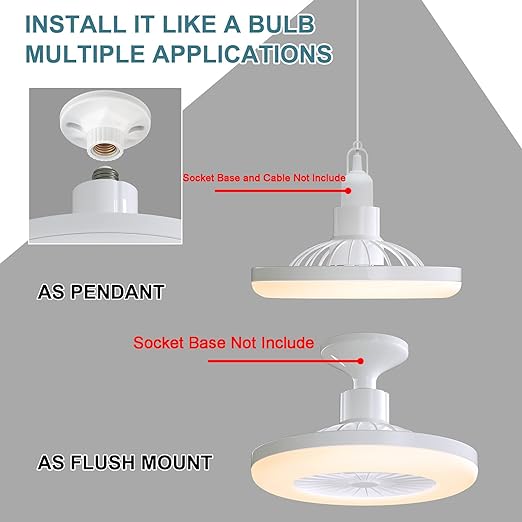 Enclosed Ceiling Fan with Light Remote Control, 11 Inch 3000K Low Profile LED Small Ceiling Fan Bulb for Garage, Closet