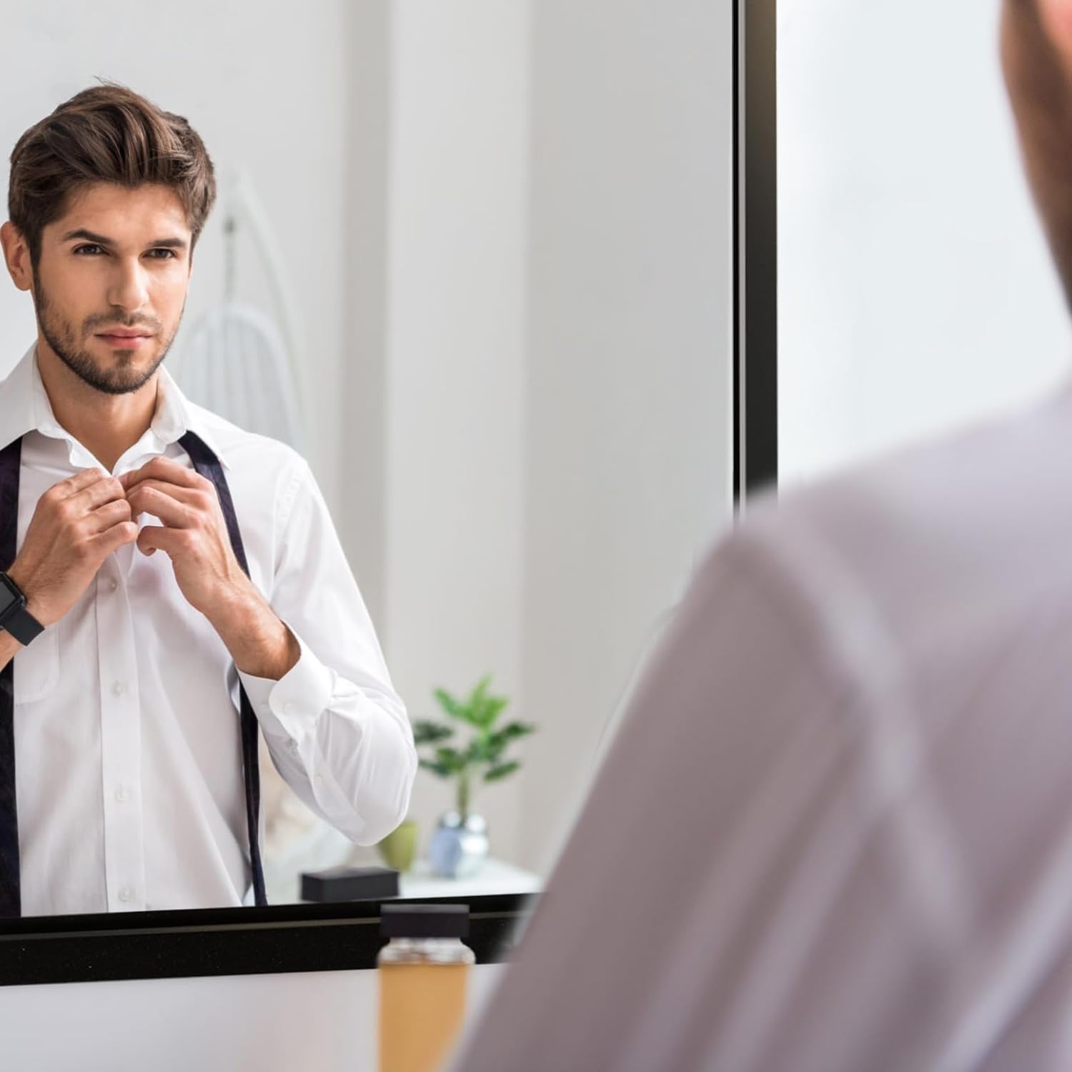 40 x 30 Inch Bathroom Mirrors for Vanity, Black Wall Mirror for Bathroom in Rectangular Aluminum Alloy Metal Frame