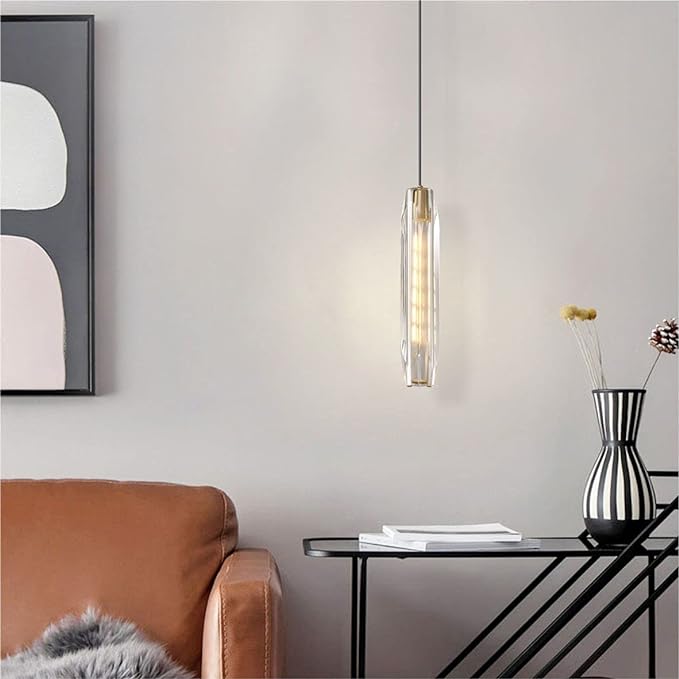 Gold K9 Crystal Ceiling Pendant Lighting Adjustable Hanging Pendant Lighting Classical 1-Light Fixture for Dining Room Bedroom Bar