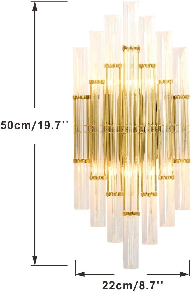 Crystal Wall Lights Modern Elegant Wall Sconce Lighting Metal Wall Mount Light Fixtures with Clear Crystal, for Bedroom Living Dining Room (Gold)
